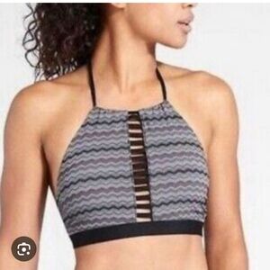Athleta Jacquard High Neck Ladder Bikini Top Sz M